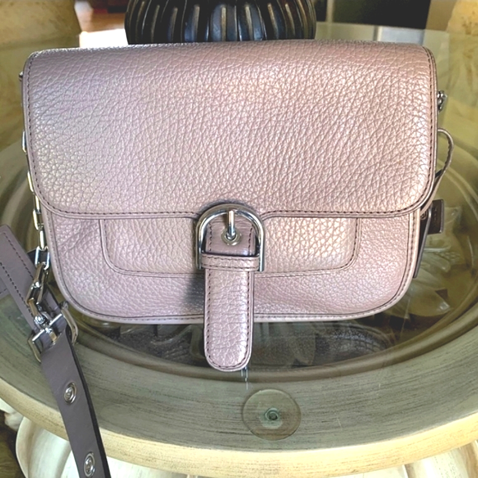 Michael Kors Gray / Brown Crossbody Pebble Leather Purse